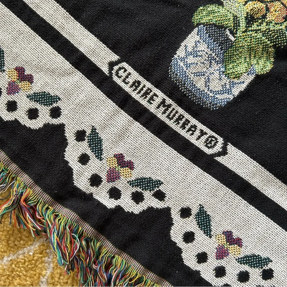 NWOT Claire Murray Potted Primrose woven tapestry blanket 53”x65” garden cottage